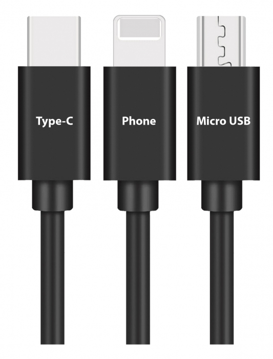 Ausziehbares Micro USB Ladekabel 3in1, Steckdosenadapter